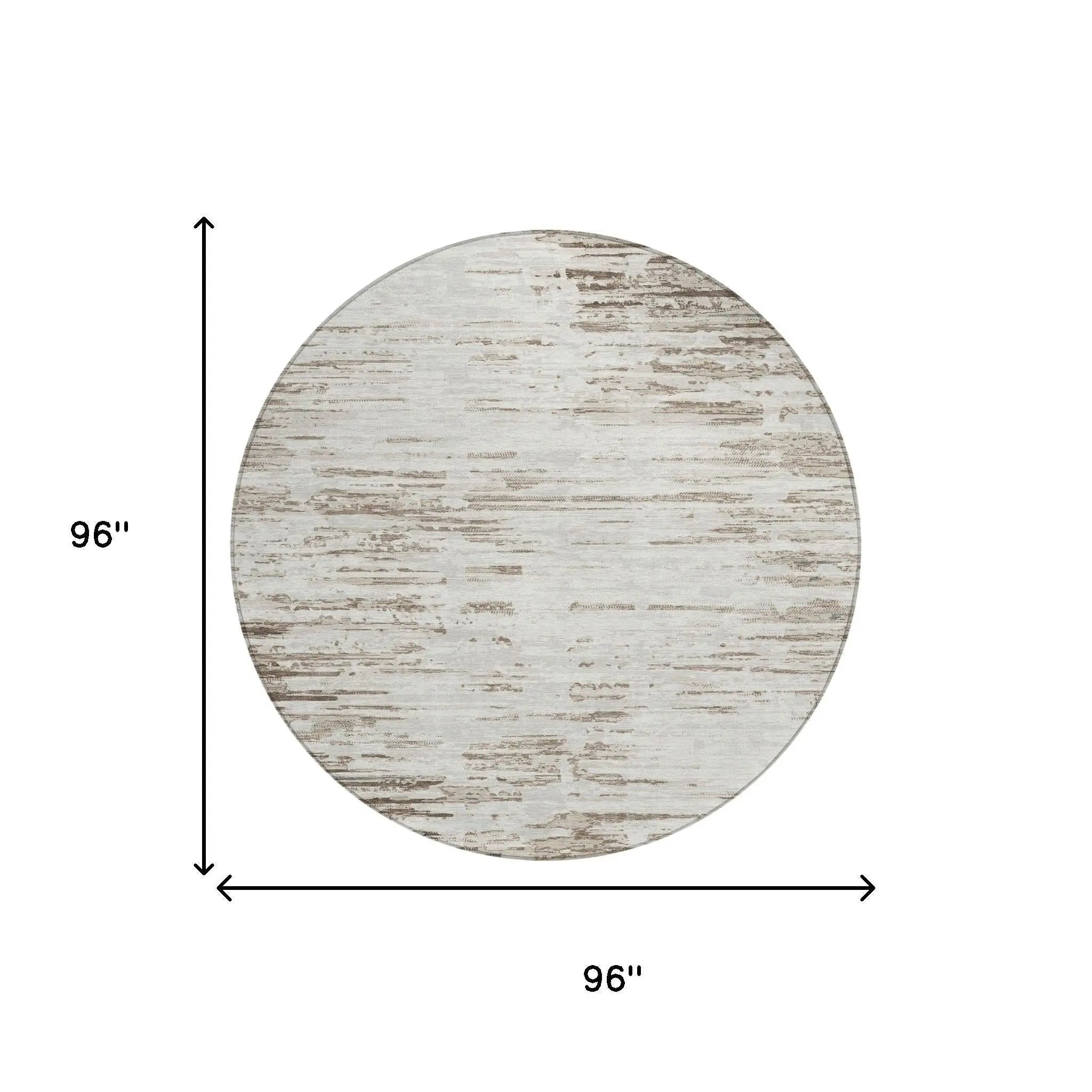 8' Ivory And Silver Round Abstract Washable Indoor Outdoor Area Rug Homeroots Outdoor