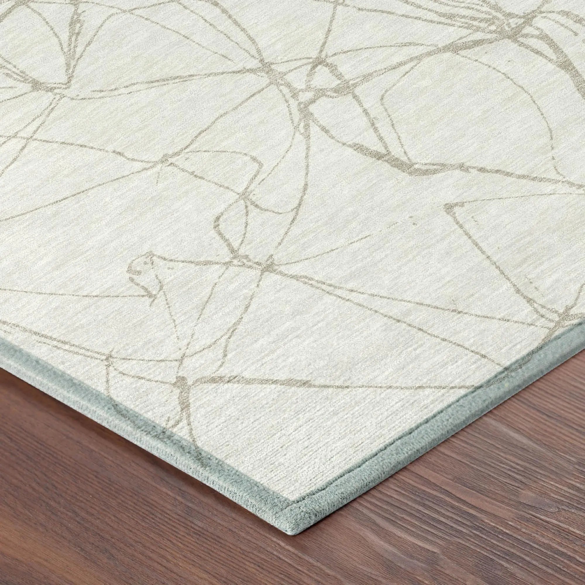 8' Ivory And Silver Round Abstract Washable Indoor Outdoor Area Rug Homeroots Outdoor
