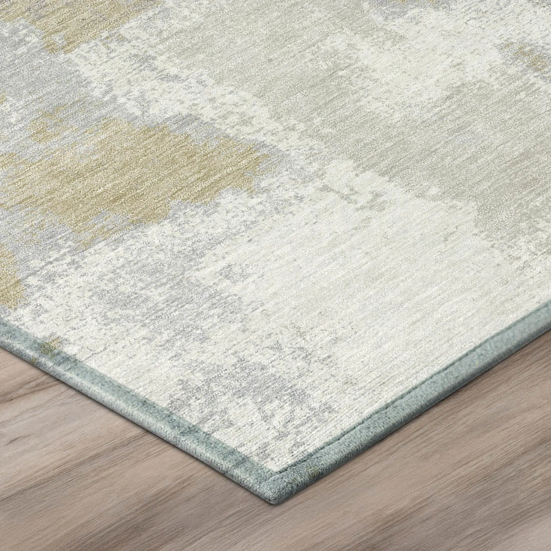 8' Ivory And Silver Round Abstract Washable Indoor Outdoor Area Rug Homeroots Outdoor