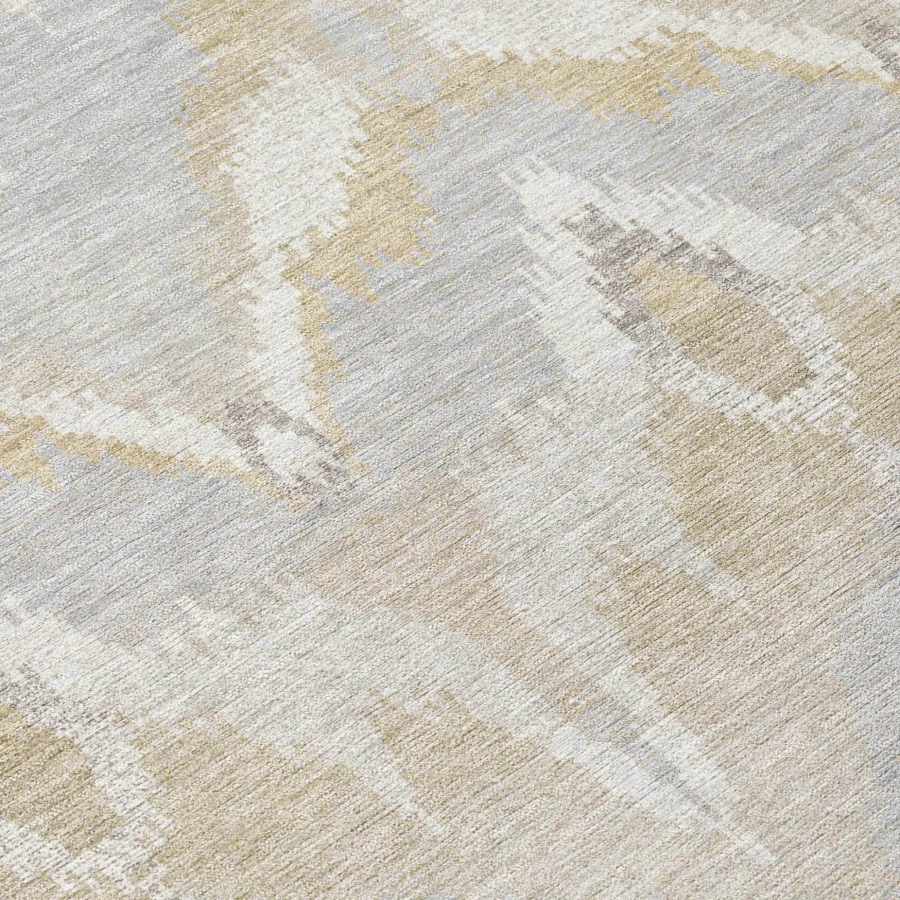 8' Ivory And Silver Round Abstract Washable Indoor Outdoor Area Rug Homeroots Outdoor