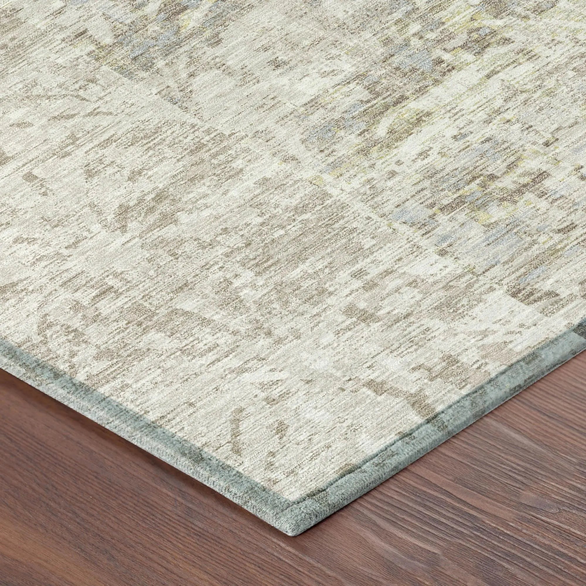 8' Ivory And Silver Round Abstract Washable Indoor Outdoor Area Rug Homeroots Outdoor