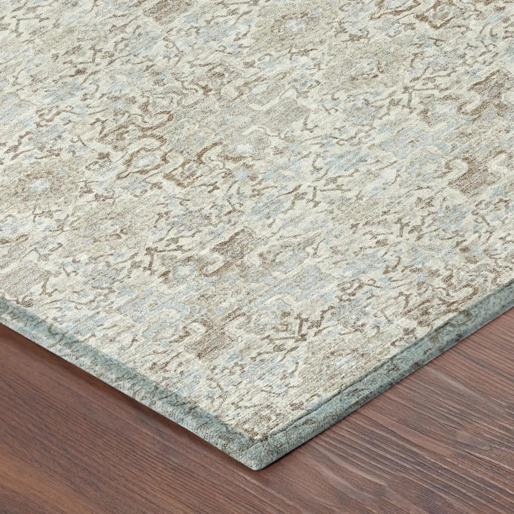 8' Ivory And Silver Round Damask Washable Indoor Outdoor Area Rug Homeroots Outdoor