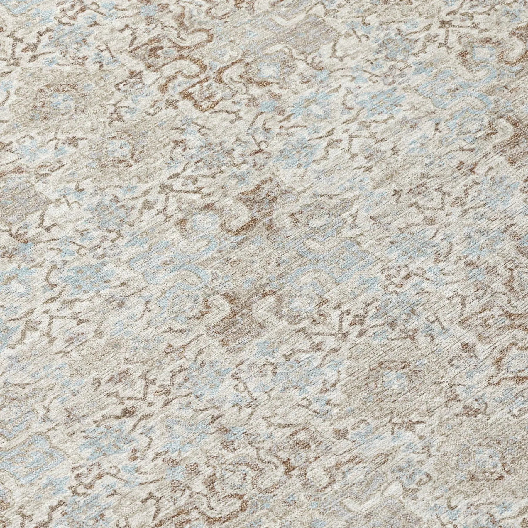 8' Ivory And Silver Round Damask Washable Indoor Outdoor Area Rug Homeroots Outdoor