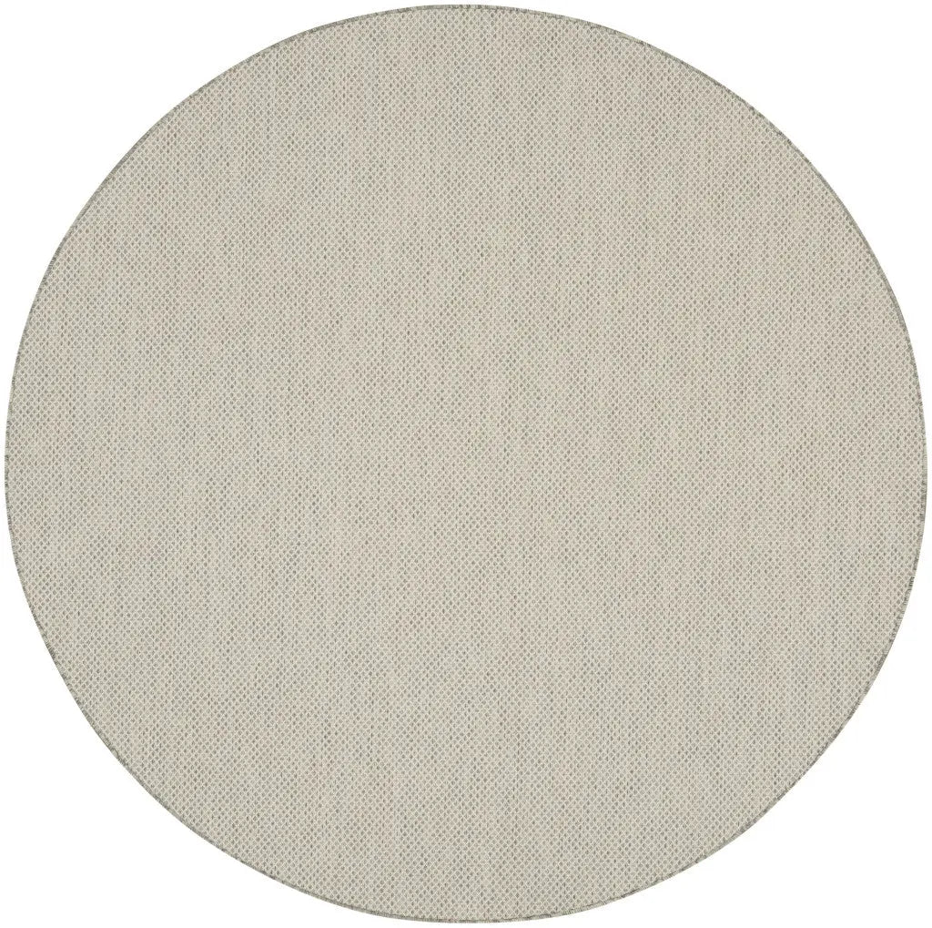 8' Ivory And Silver Round Geometric Indoor Outdoor Area Rug Homeroots Outdoor