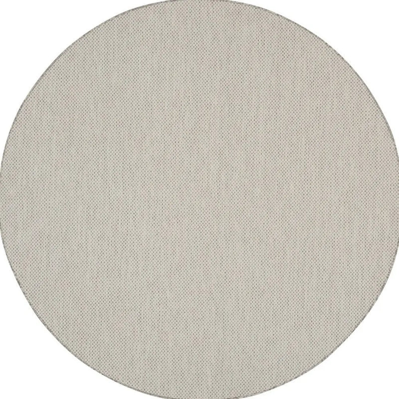 8' Ivory And Silver Round Geometric Indoor Outdoor Area Rug Homeroots Outdoor
