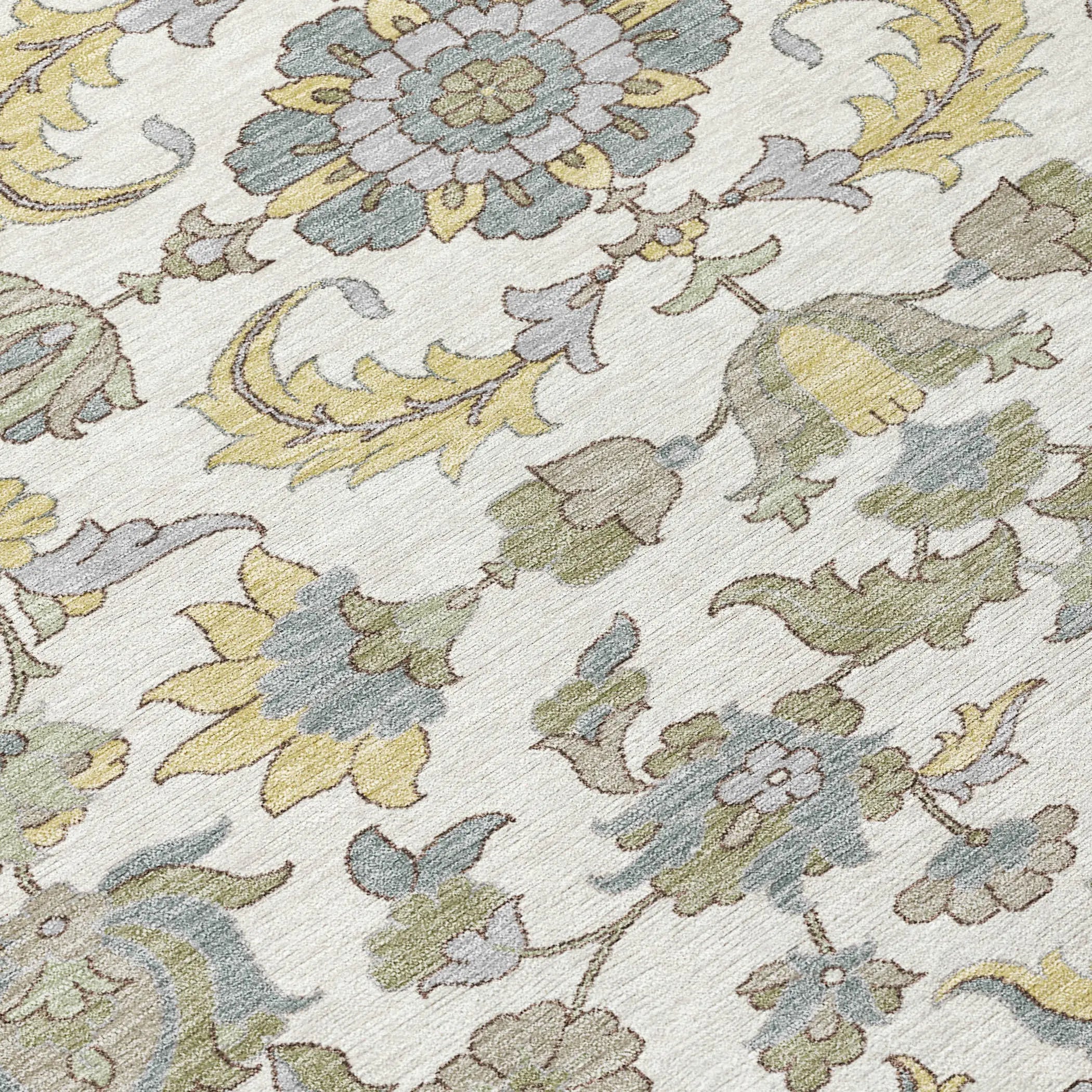 8' Ivory And Wheat Round Floral Medallion Washable Indoor Outdoor Area Rug Homeroots Outdoor