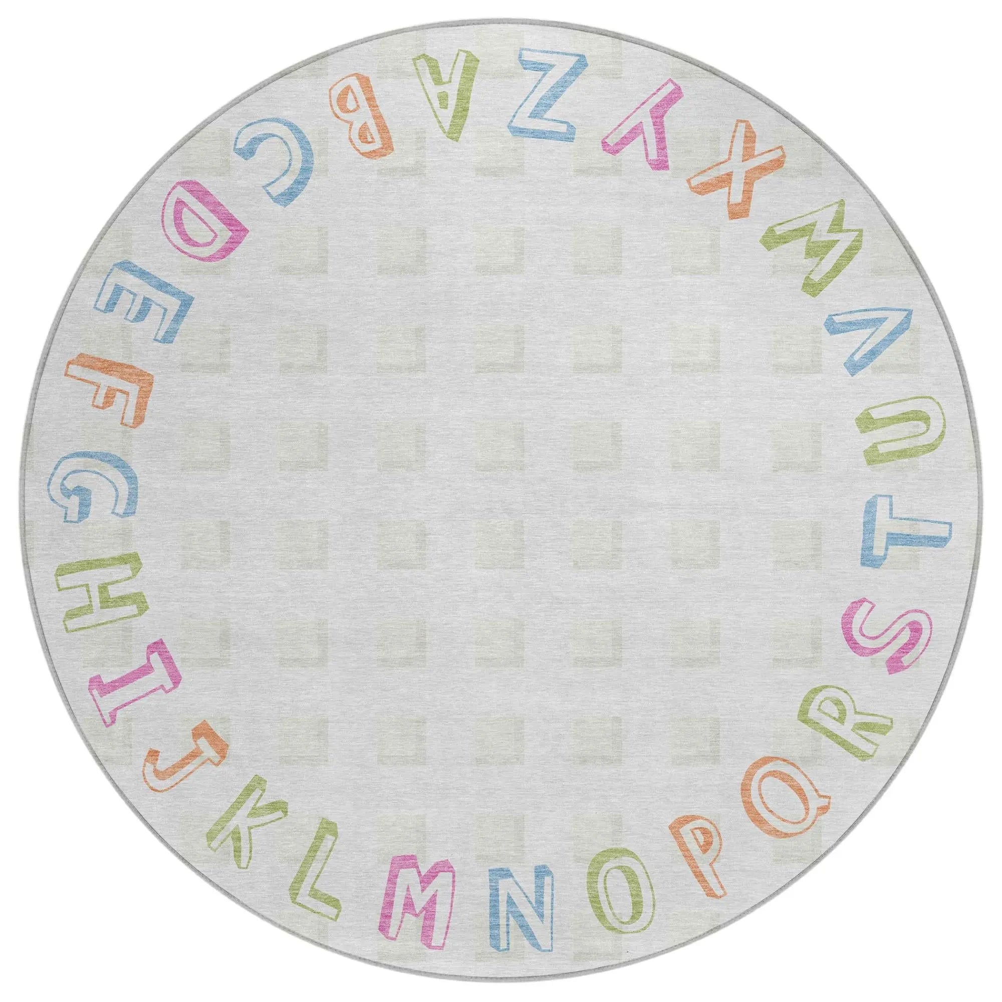 8' Ivory And White Round Geometric Washable Indoor Outdoor Area Rug Homeroots Outdoor