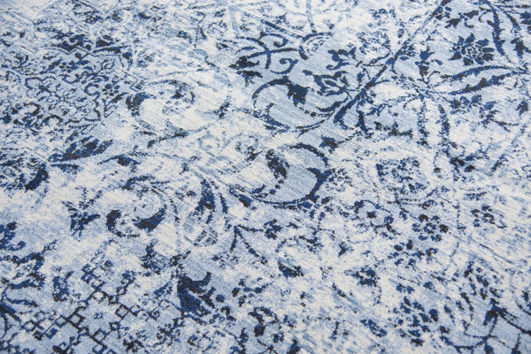 8' Ivory Blue And Dark Blue Oriental Area Rug Homeroots Home Decor