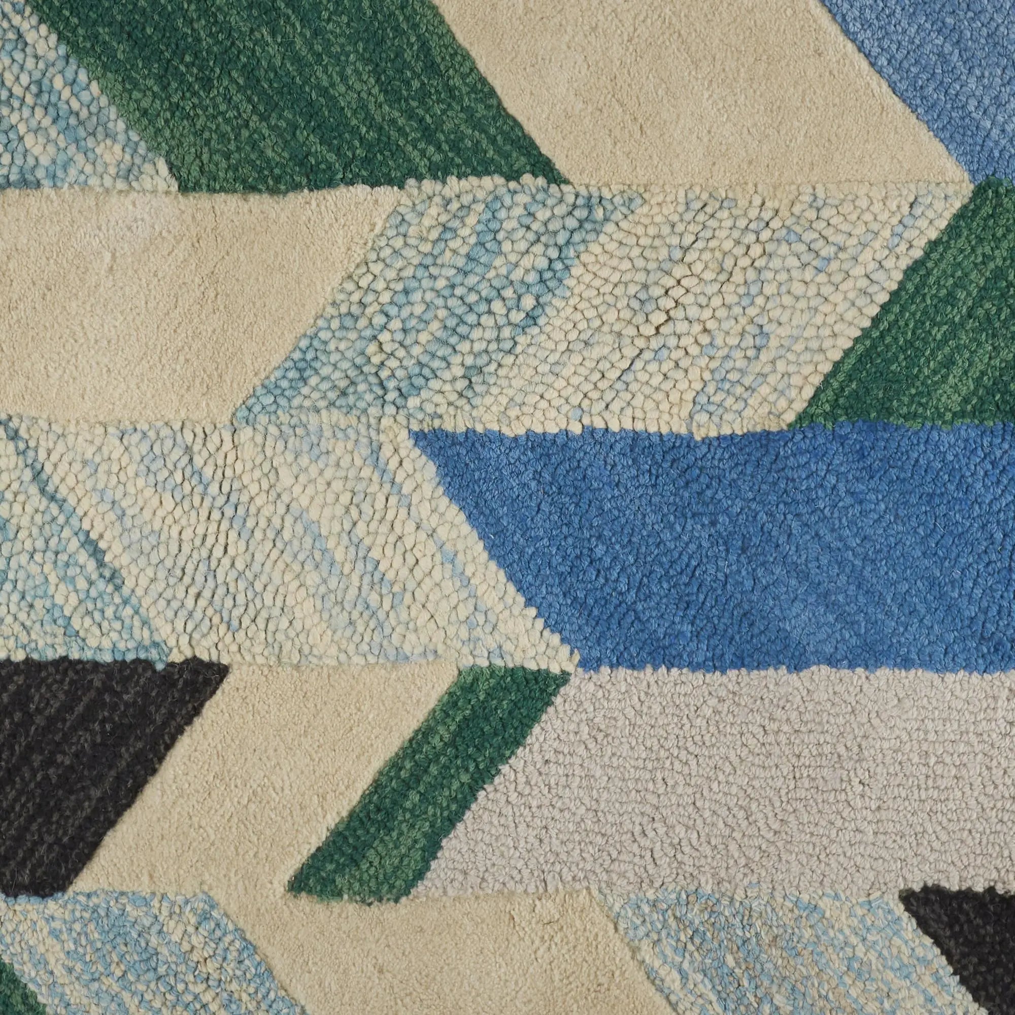 8' Ivory Blue And Green Wool Chevron Hand Tufted Area Rug Homeroots Home Decor