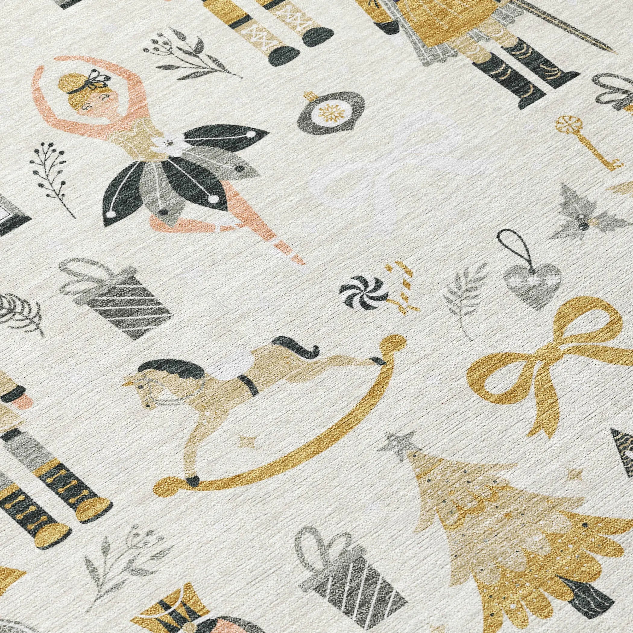 8' Ivory Gold Black And Gray Round Village House Washable Indoor Outdoor Area Rug Homeroots Outdoor