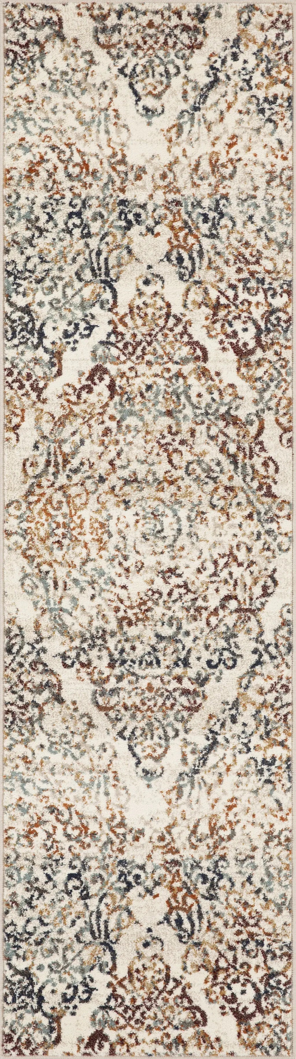 8' Ivory Rust And Green Oriental Runner Rug Homeroots Home Decor