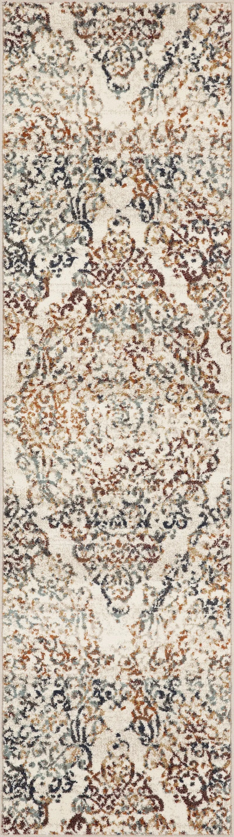 8' Ivory Rust And Green Oriental Runner Rug Homeroots Home Decor