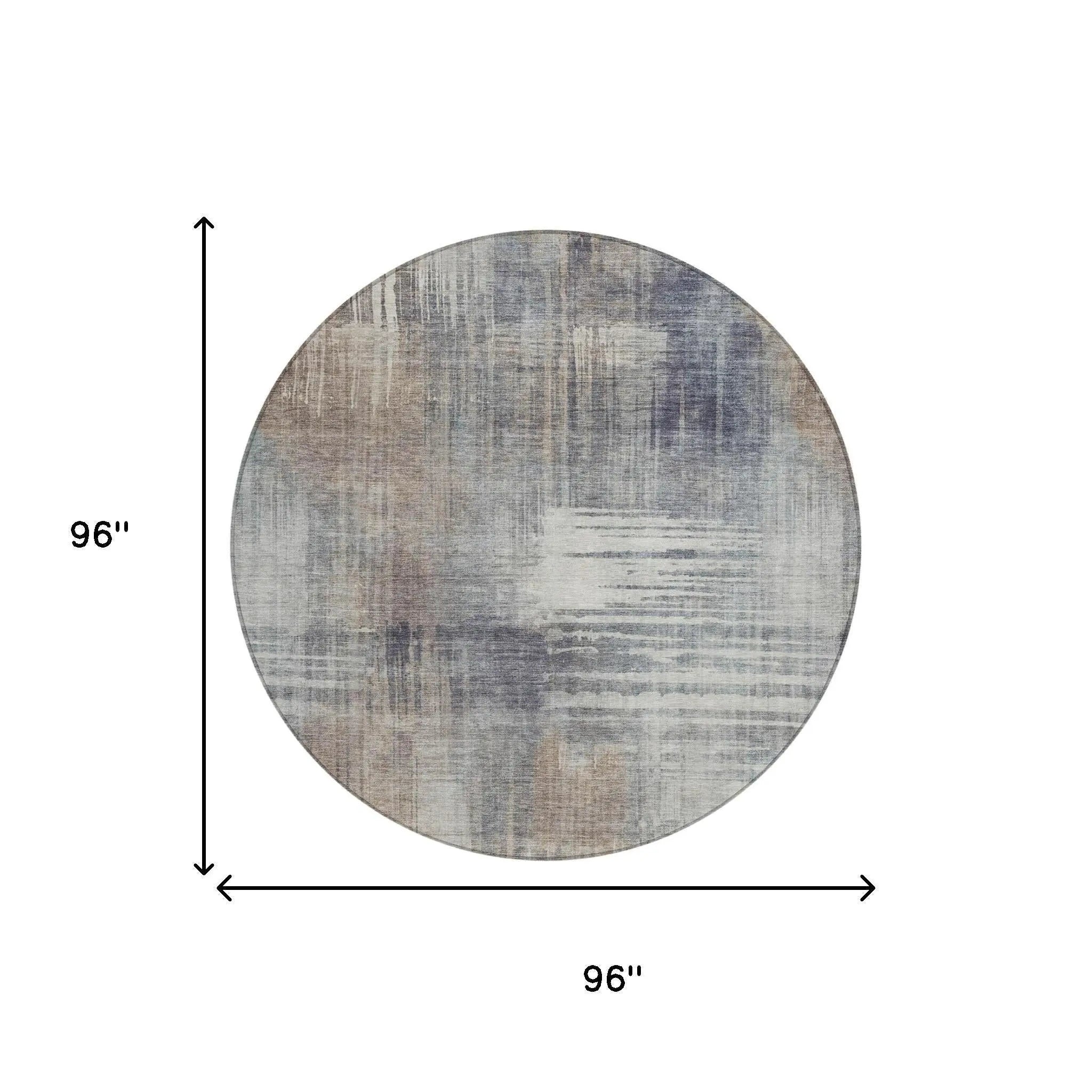 8' Khaki And Brown Round Abstract Washable Indoor Outdoor Area Rug Homeroots Outdoor
