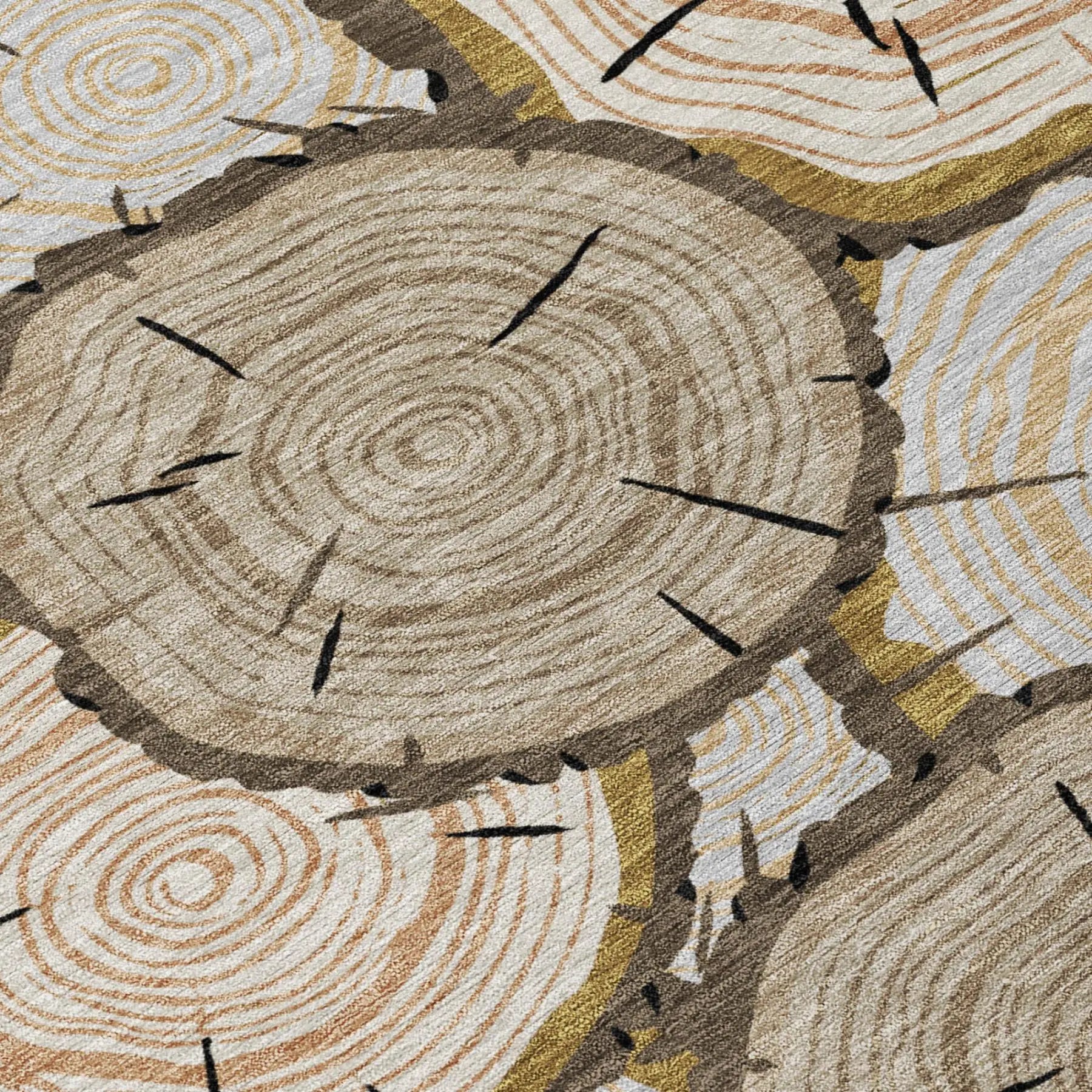 8' Khaki And Brown Round Faux Bois Washable Indoor Outdoor Area Rug Homeroots Outdoor