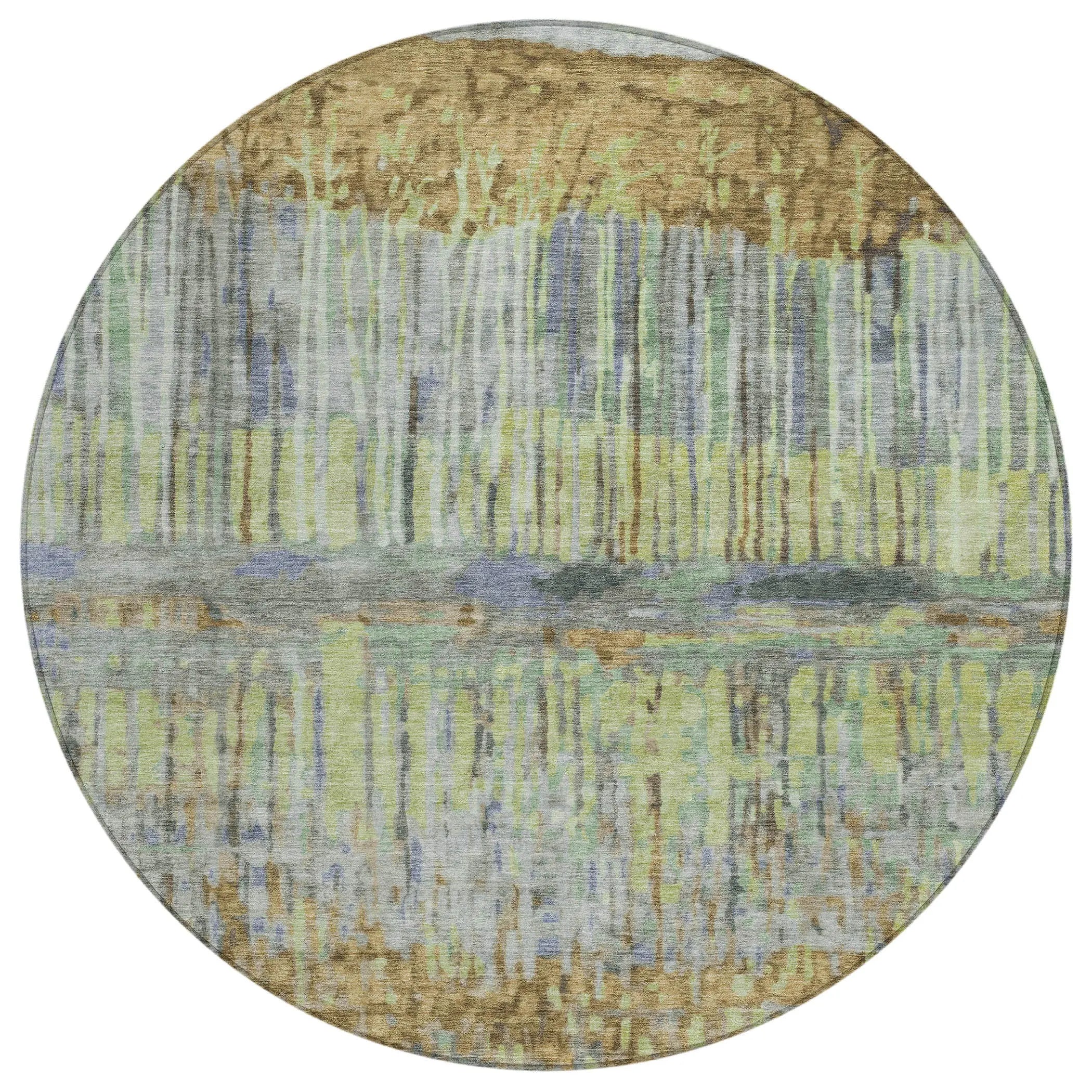 8' Khaki And Taupe Round Abstract Washable Indoor Outdoor Area Rug Homeroots Outdoor
