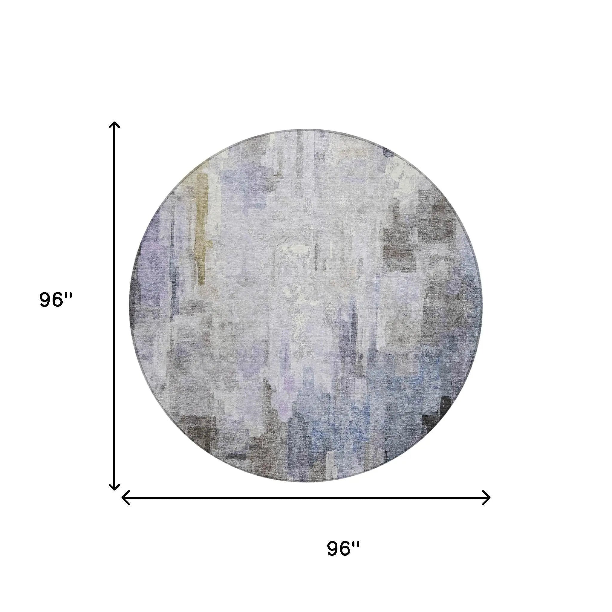 8' Lavender And Gray Round Abstract Washable Indoor Outdoor Area Rug Homeroots Outdoor