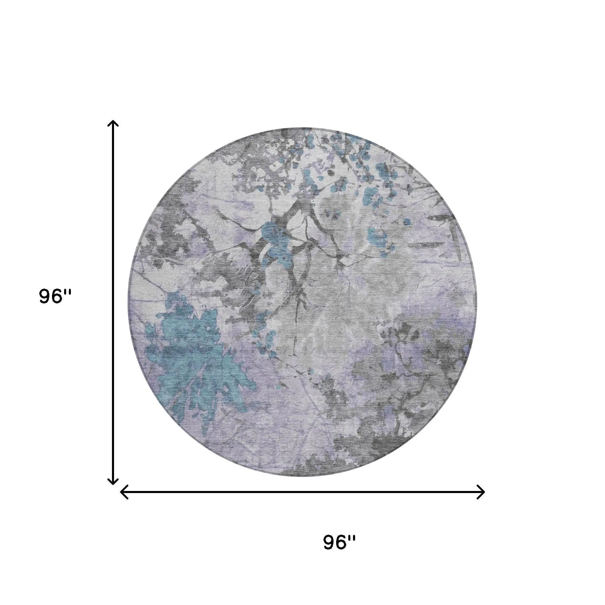 8' Lavender And Ivory Round Abstract Washable Indoor Outdoor Area Rug Homeroots Outdoor