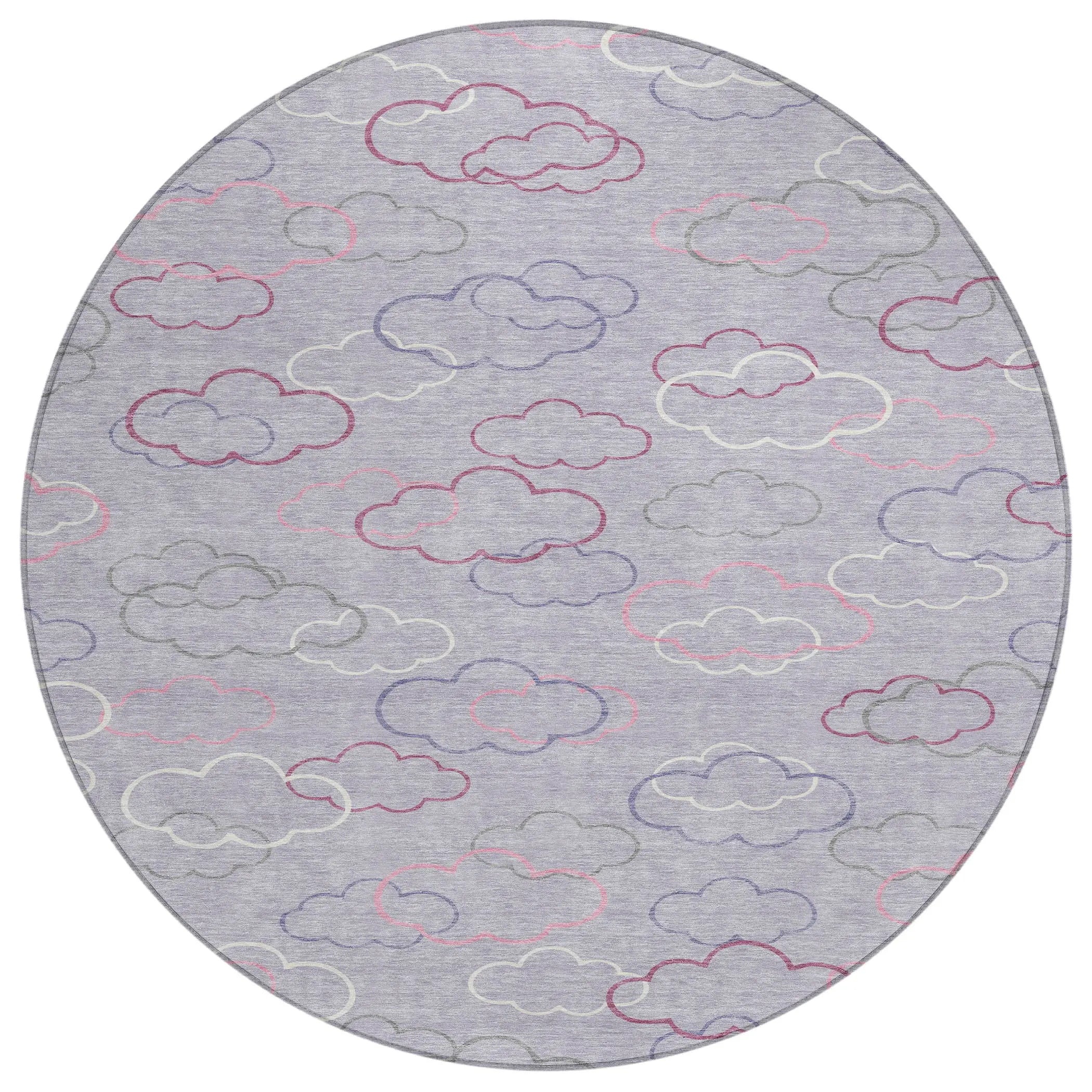 8' Lavender And Ivory Round Abstract Washable Indoor Outdoor Area Rug Homeroots Outdoor