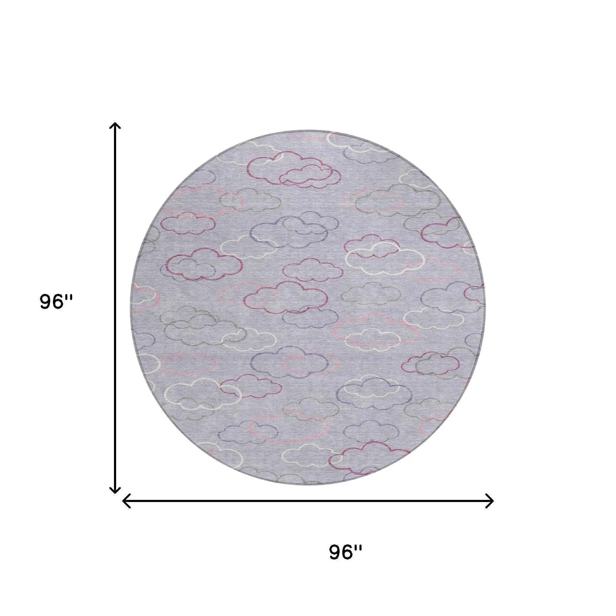 8' Lavender And Ivory Round Abstract Washable Indoor Outdoor Area Rug Homeroots Outdoor