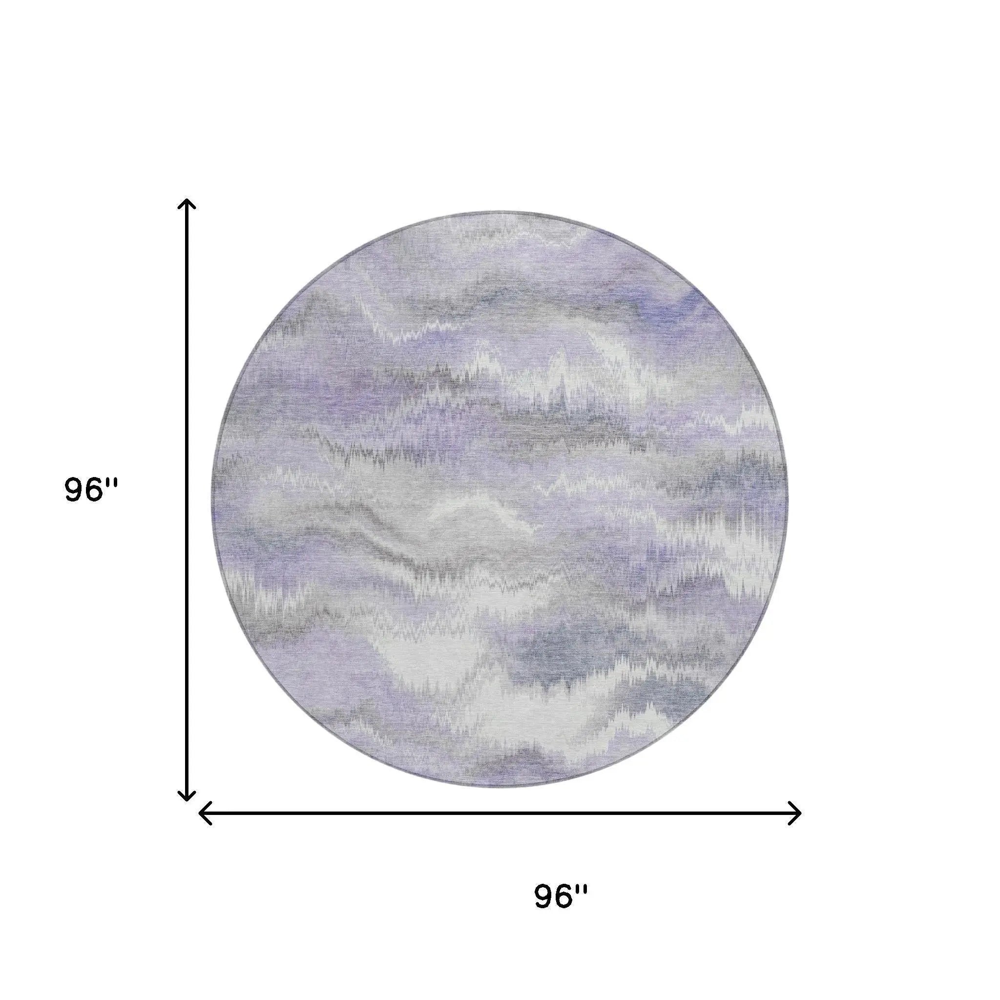 8' Lavender And Purple Round Abstract Washable Indoor Outdoor Area Rug Homeroots Outdoor