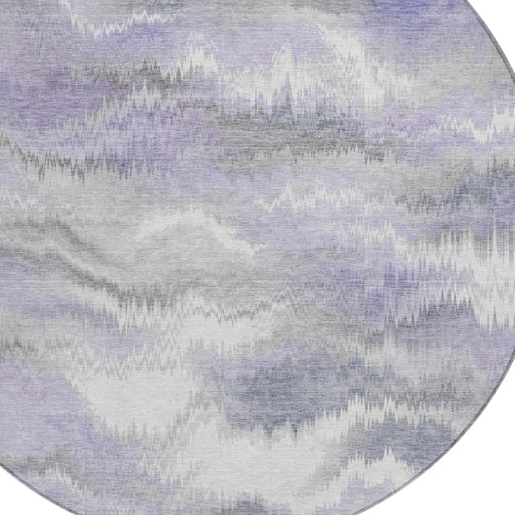 8' Lavender And Purple Round Abstract Washable Indoor Outdoor Area Rug Homeroots Outdoor