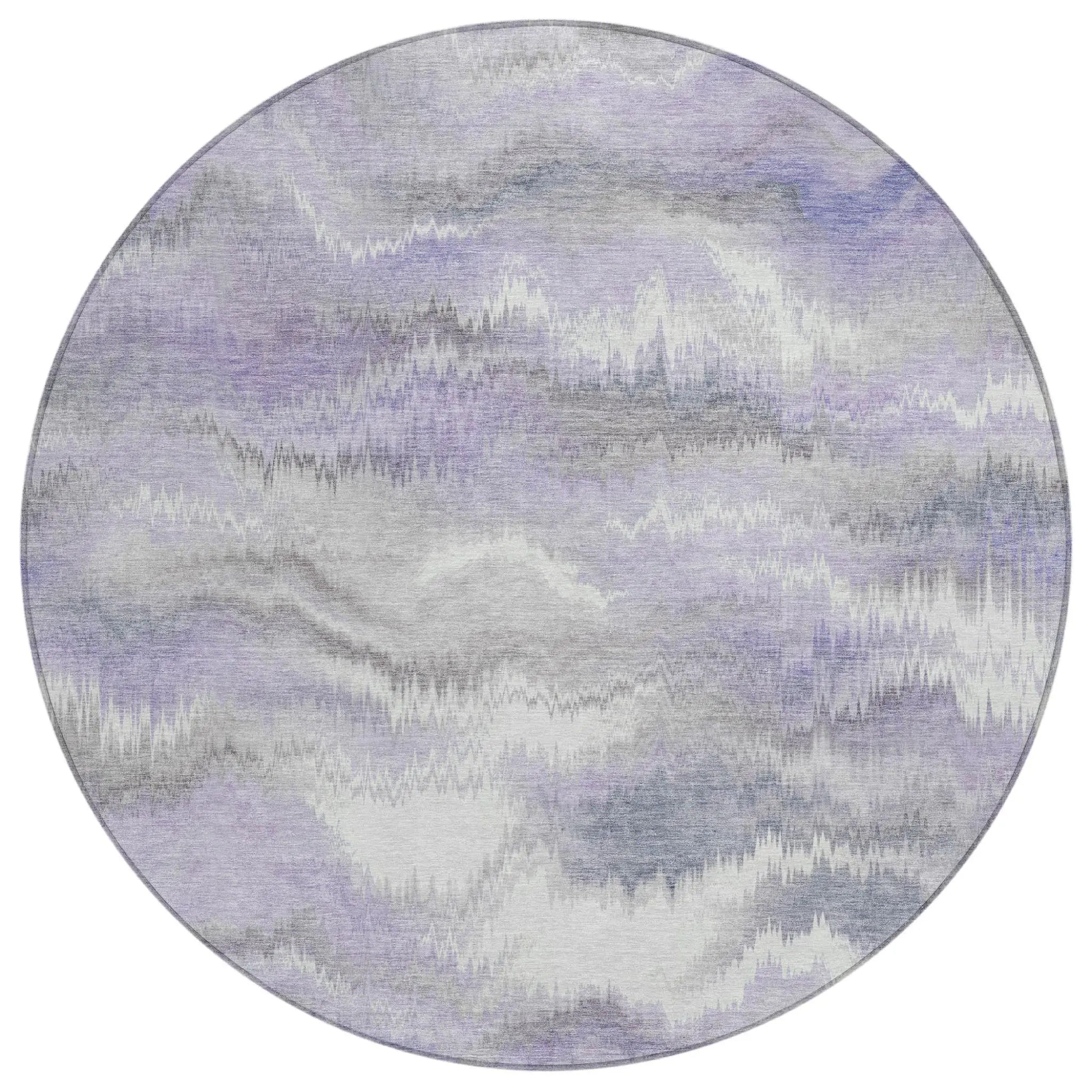 8' Lavender And Purple Round Abstract Washable Indoor Outdoor Area Rug Homeroots Outdoor