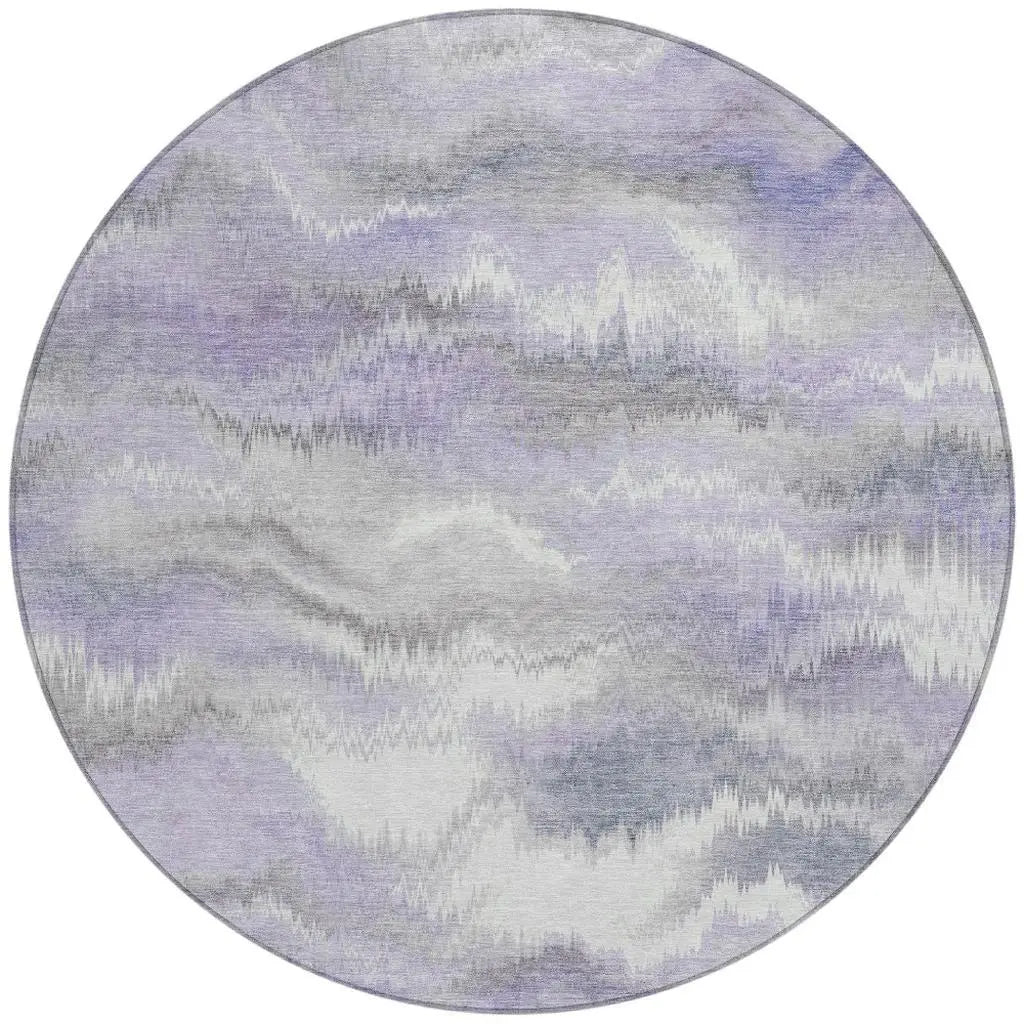 8' Lavender And Purple Round Abstract Washable Indoor Outdoor Area Rug Homeroots Outdoor