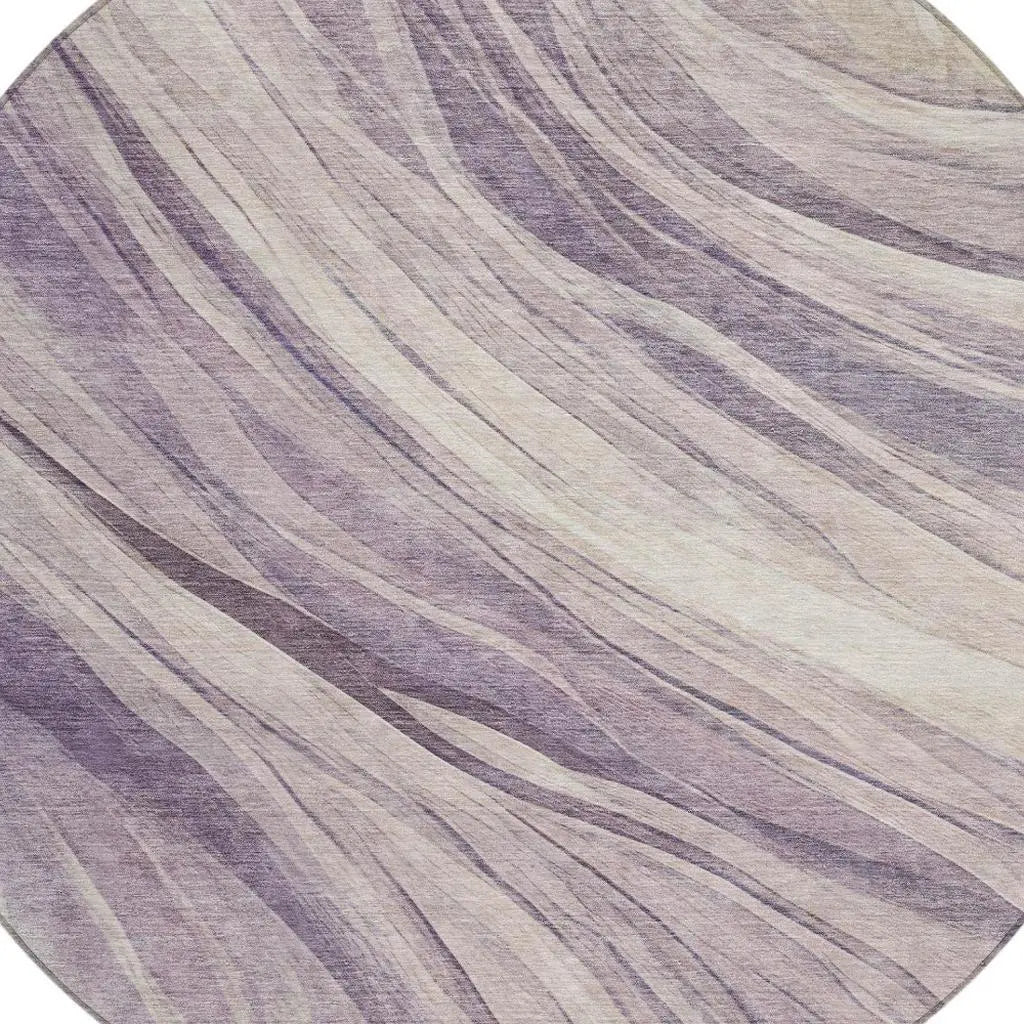 8' Lavender And Purple Round Abstract Washable Indoor Outdoor Area Rug Homeroots Outdoor