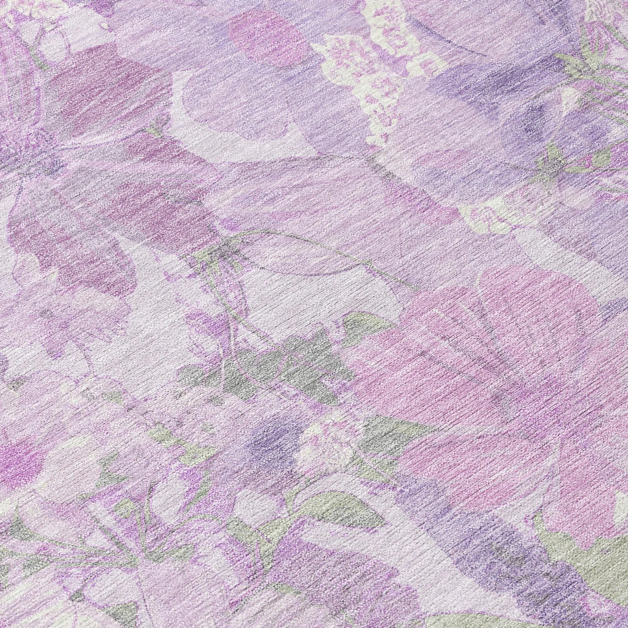 8' Lavender Purple And Lilac Round Floral Washable Indoor Outdoor Area Rug Homeroots Outdoor