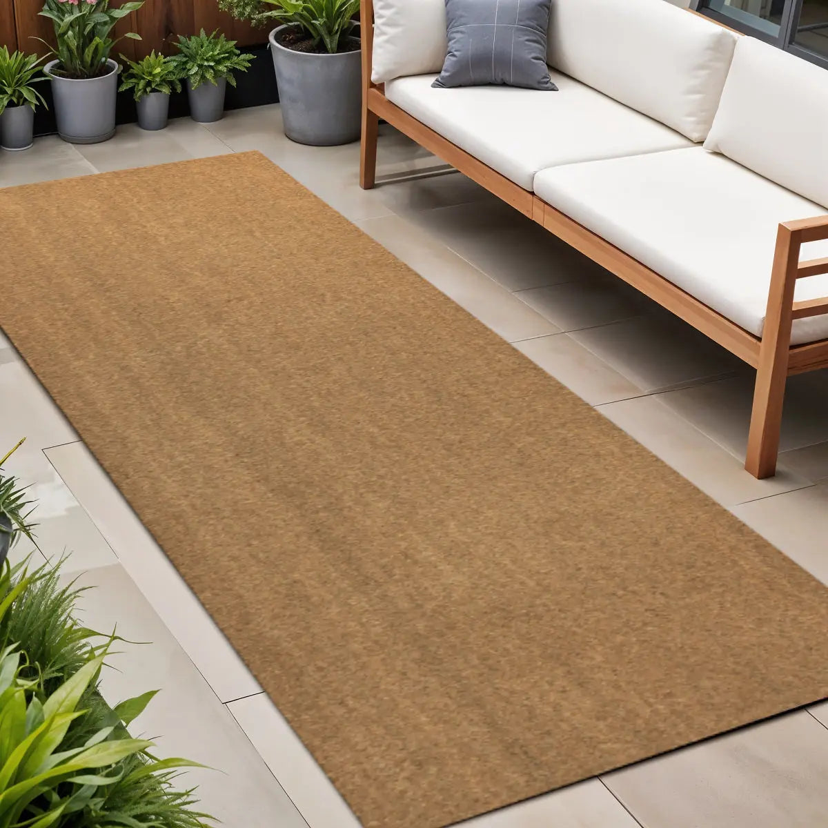 8' Light Brown Indoor Outdoor Runner Rug Homeroots Outdoor