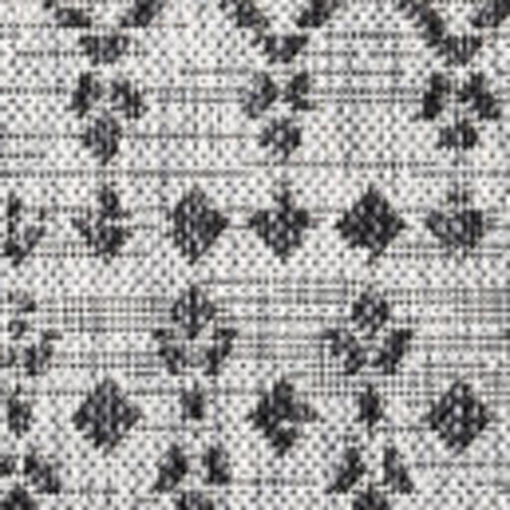 8' Light Gray And Black Square Trellis Indoor Outdoor Area Rug - GreatEagleInc