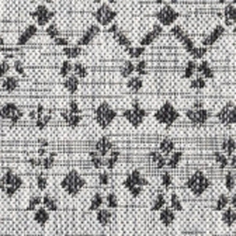 8' Light Gray And Black Square Trellis Indoor Outdoor Area Rug - GreatEagleInc