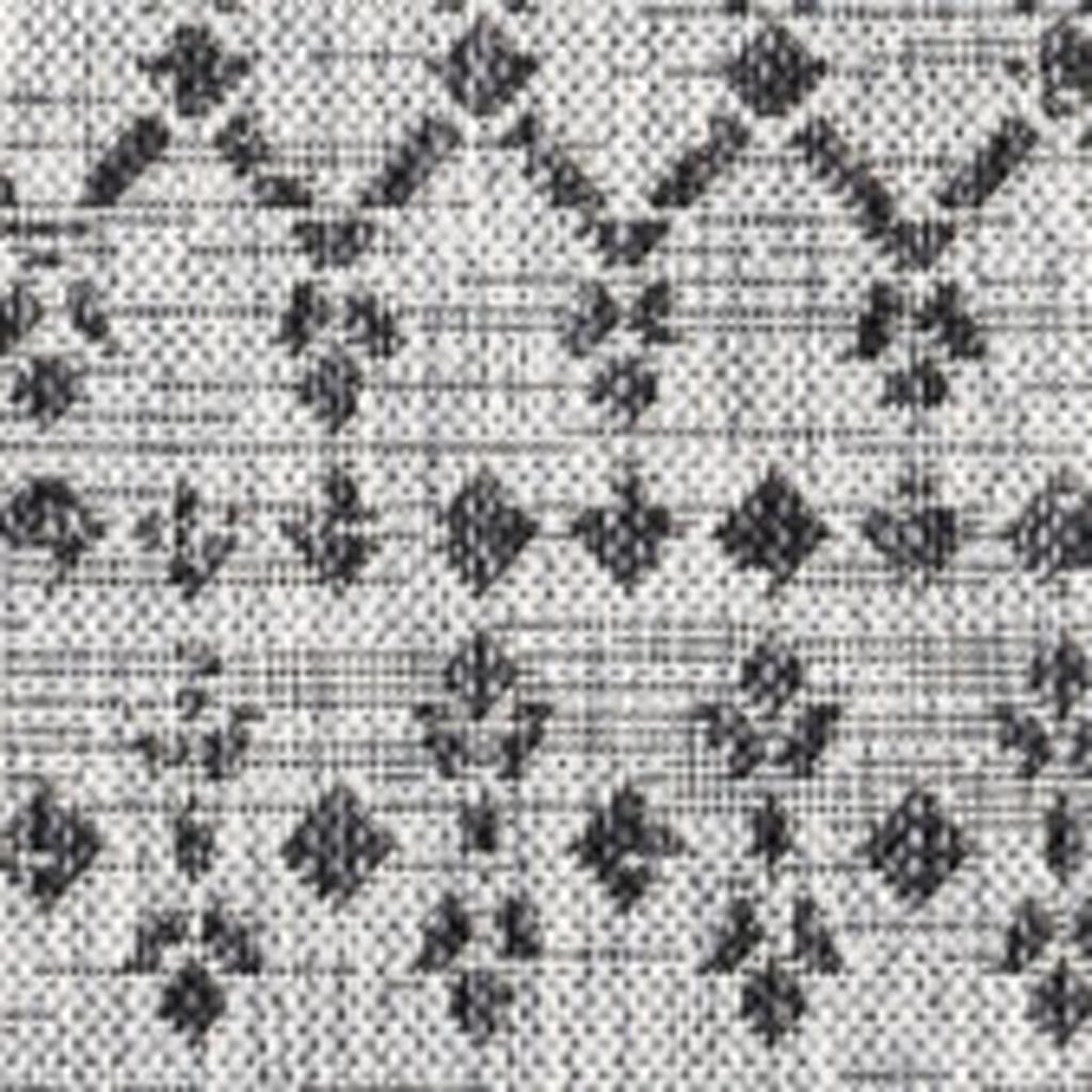 8' Light Gray And Black Square Trellis Indoor Outdoor Area Rug - GreatEagleInc