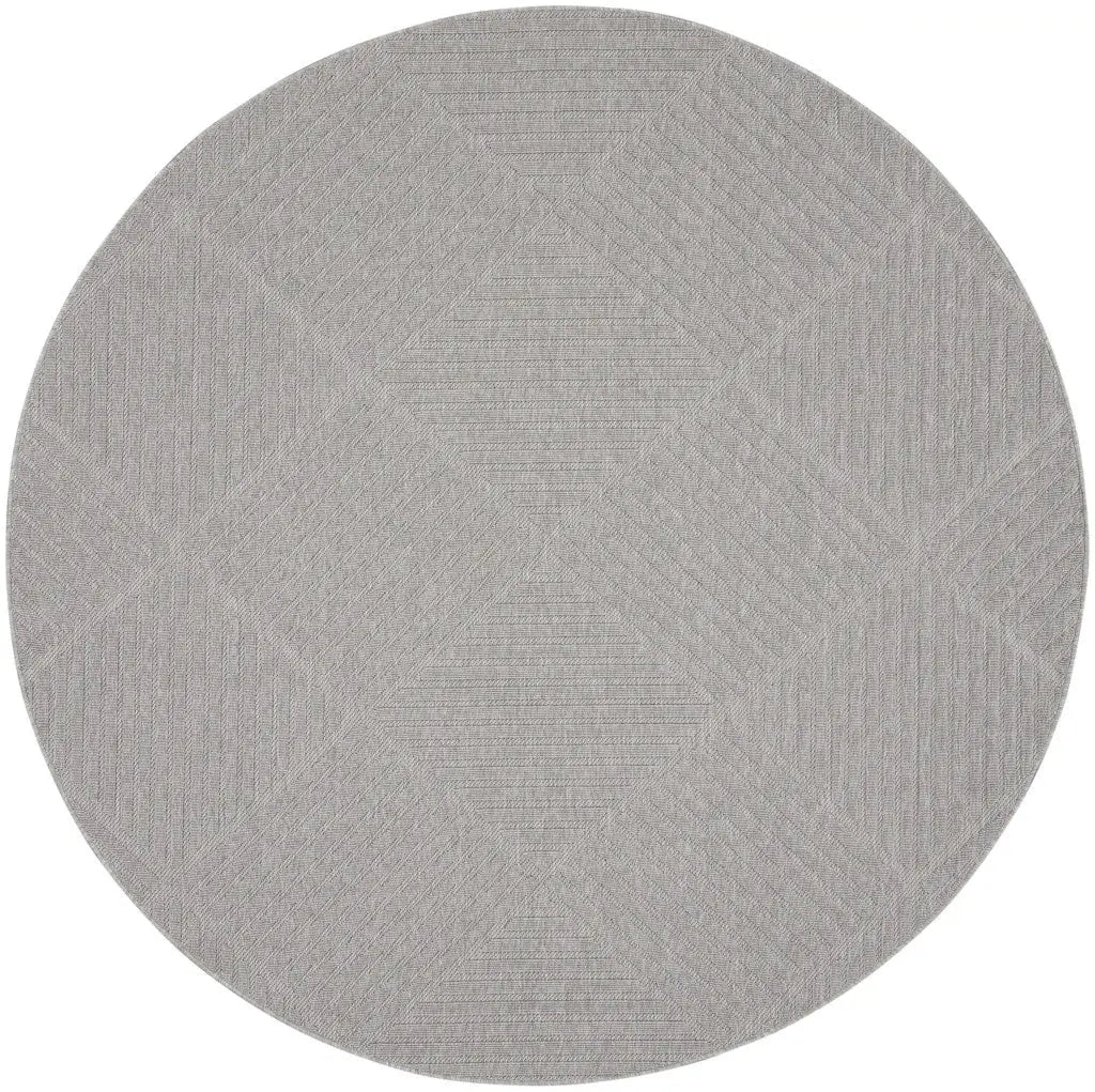 8' Light Gray And Gray Round Geometric Indoor Outdoor Area Rug Homeroots Outdoor
