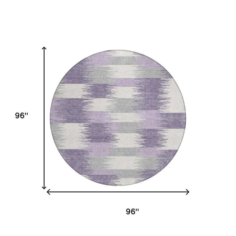 8' Lilac And Purple Round Geometric Washable Indoor Outdoor Area Rug Homeroots Outdoor