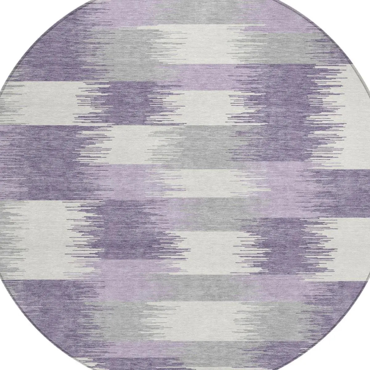 8' Lilac And Purple Round Geometric Washable Indoor Outdoor Area Rug Homeroots Outdoor