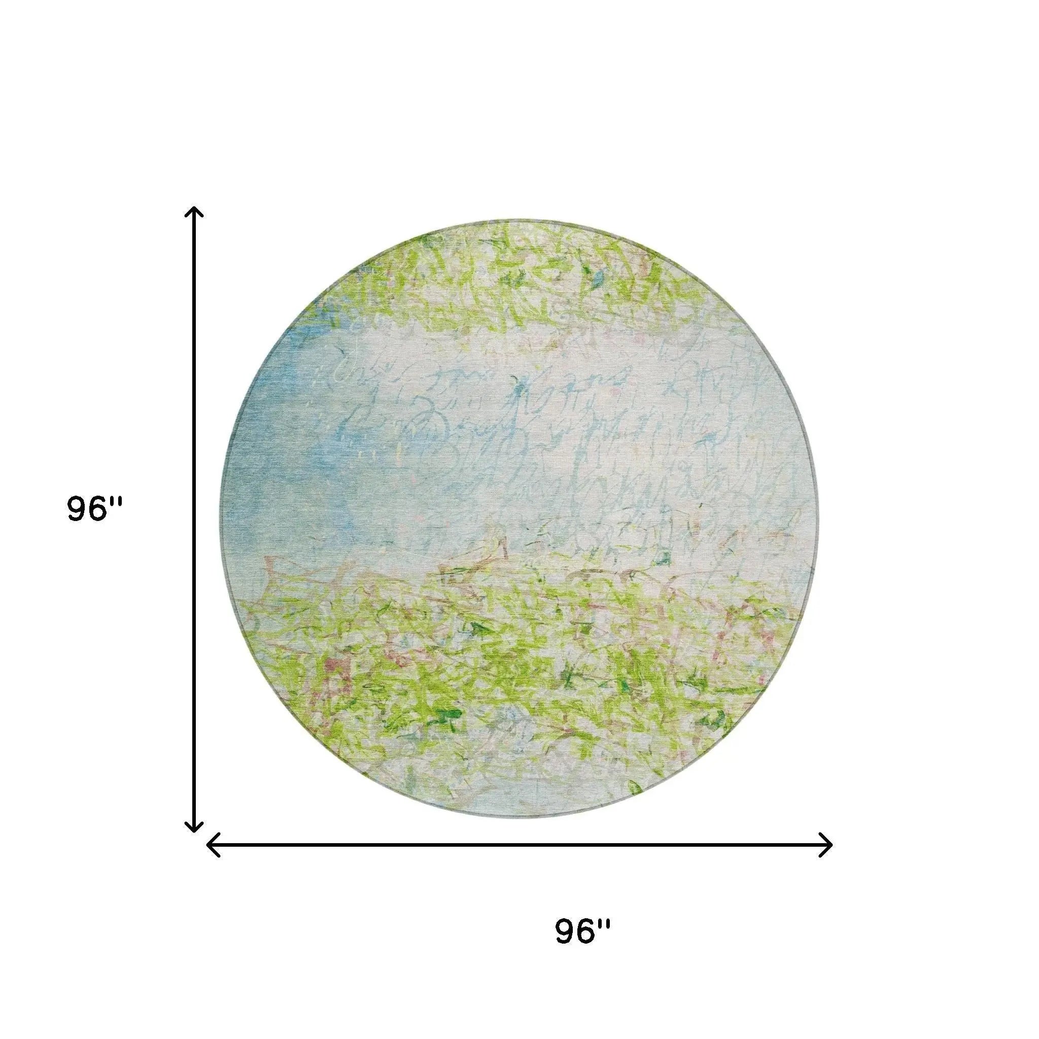 8' Lime Green And Ivory Round Abstract Washable Indoor Outdoor Area Rug Homeroots Outdoor