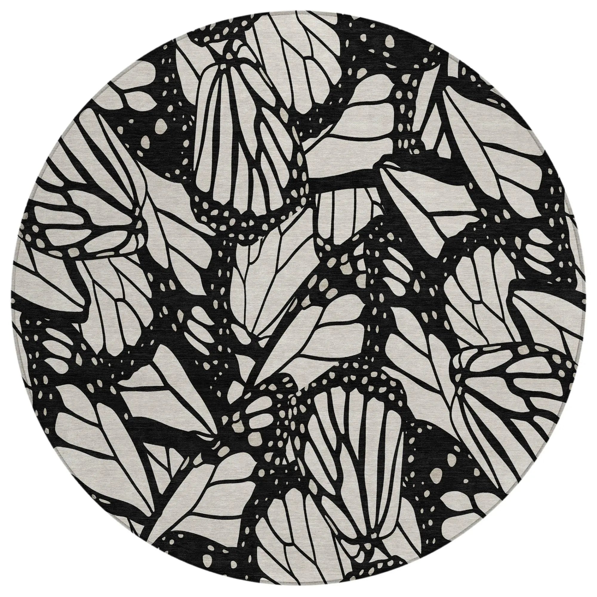 8' Linen And Ivory Round Animal Print Washable Indoor Outdoor Area Rug Homeroots Outdoor