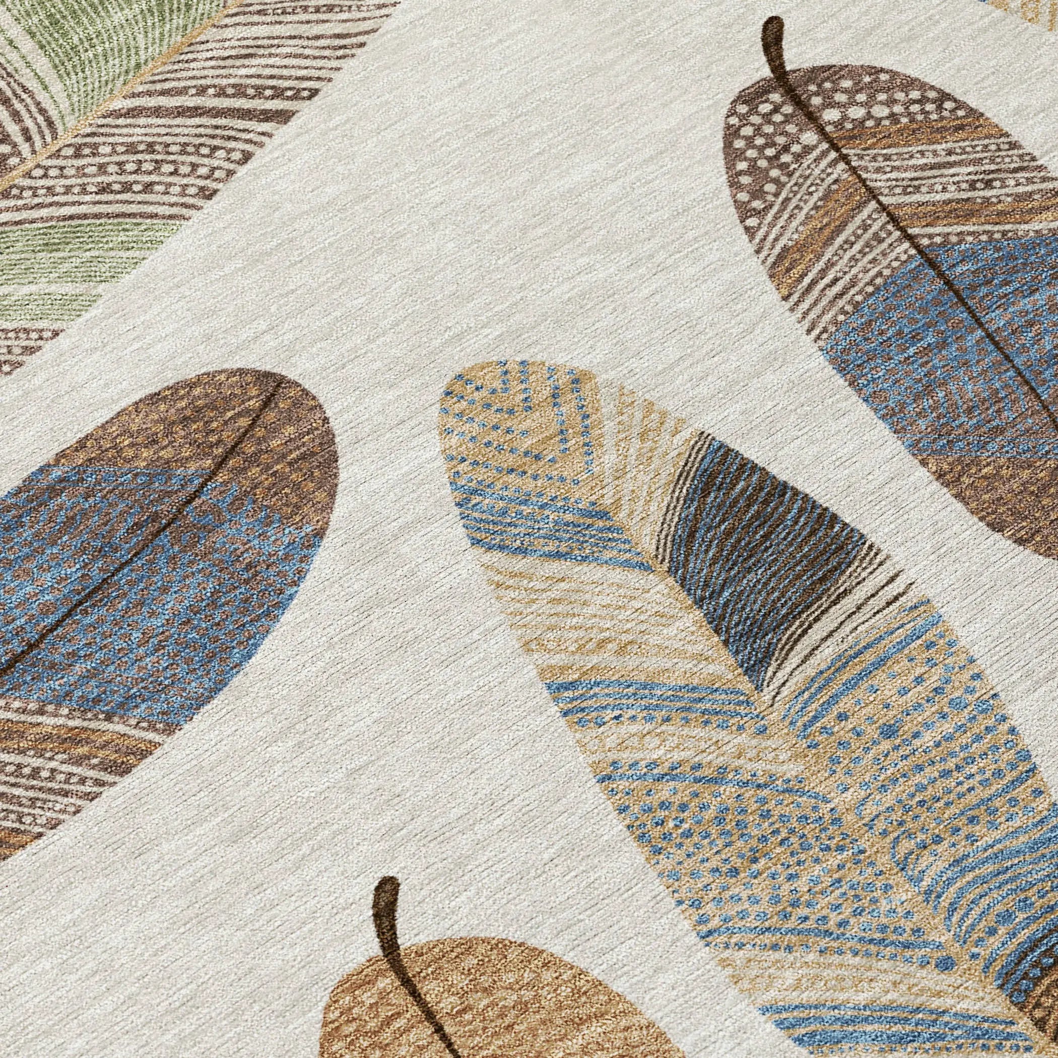 8' Linen And Ivory Round Botanical Leaves Washable Indoor Outdoor Area Rug Homeroots Outdoor