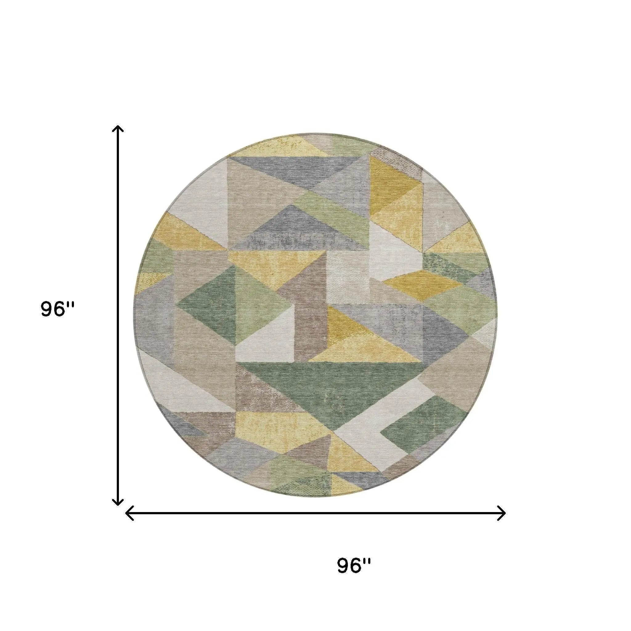 8' Linen And Ivory Round Geometric Washable Indoor Outdoor Area Rug Homeroots Outdoor