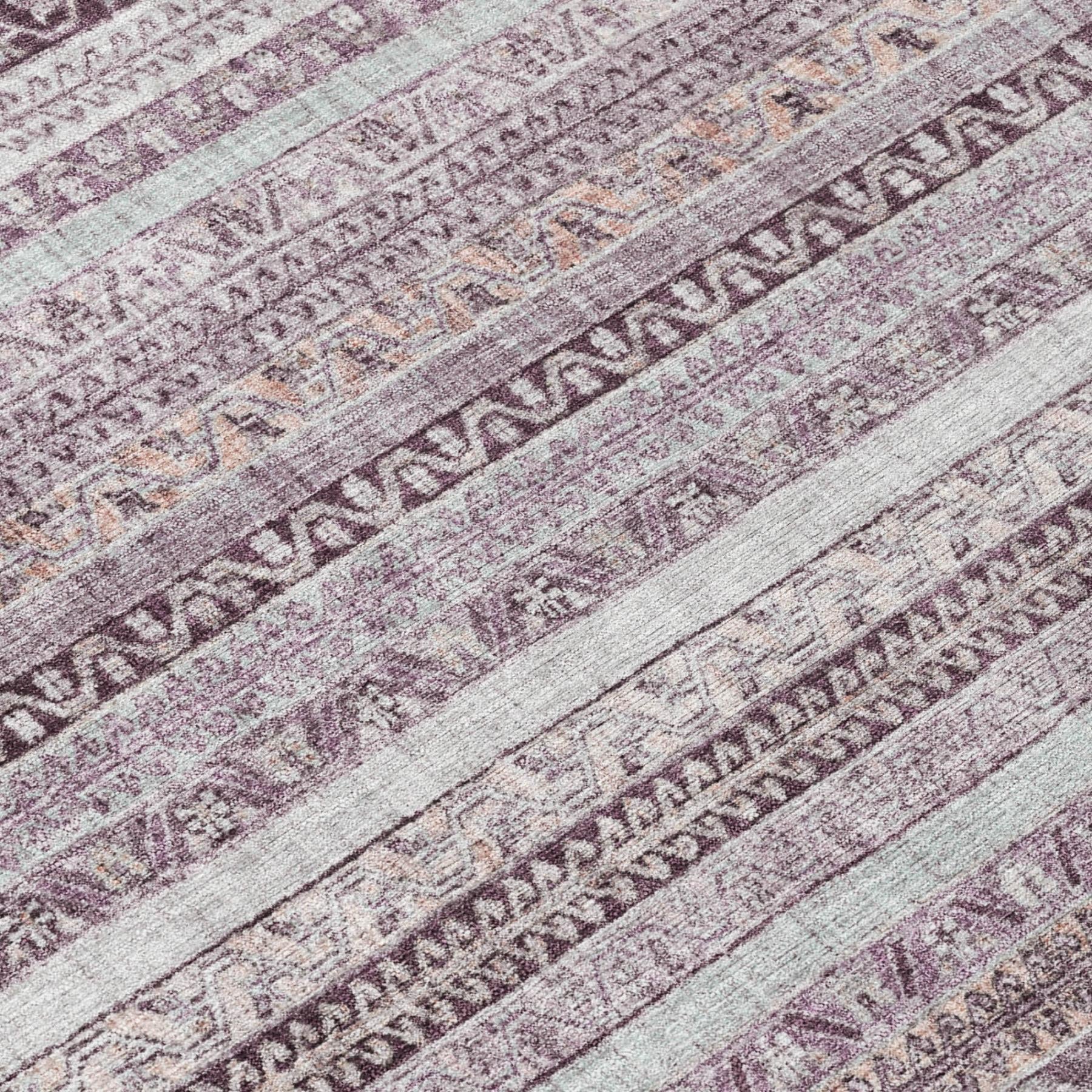 8' Mauve And Pink Round Striped Washable Indoor Outdoor Area Rug Homeroots Outdoor