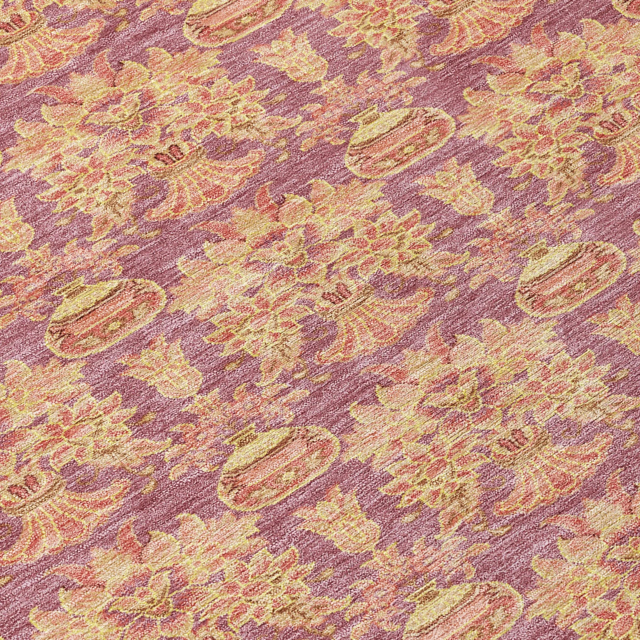 8' Mauve And Taupe Round Floral Washable Indoor Outdoor Area Rug Homeroots Outdoor