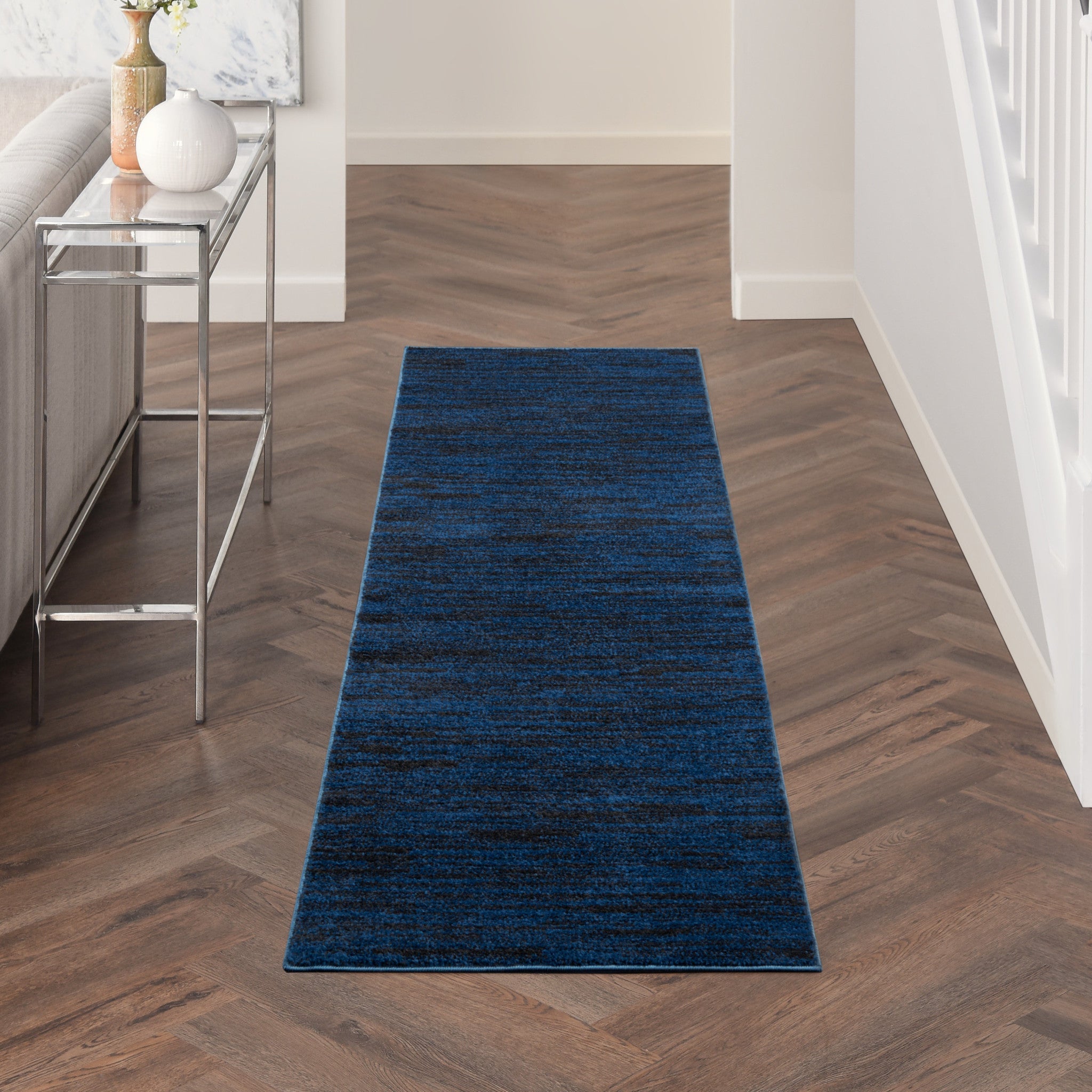 8' Midnight Blue Indoor Outdoor Runner Rug - GreatEagleInc