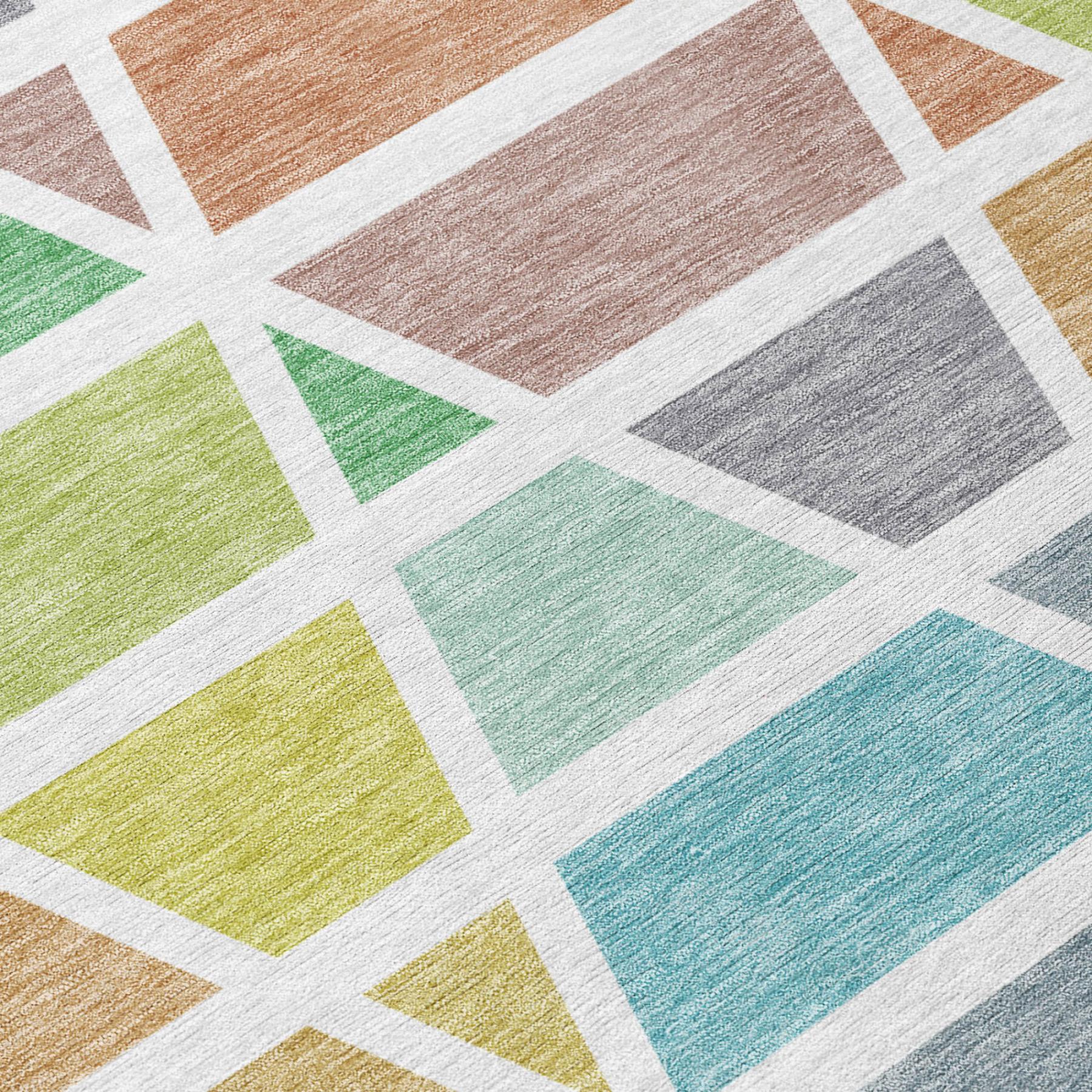 8' Mint Green And Green Round Geometric Washable Indoor Outdoor Area Rug Homeroots Outdoor