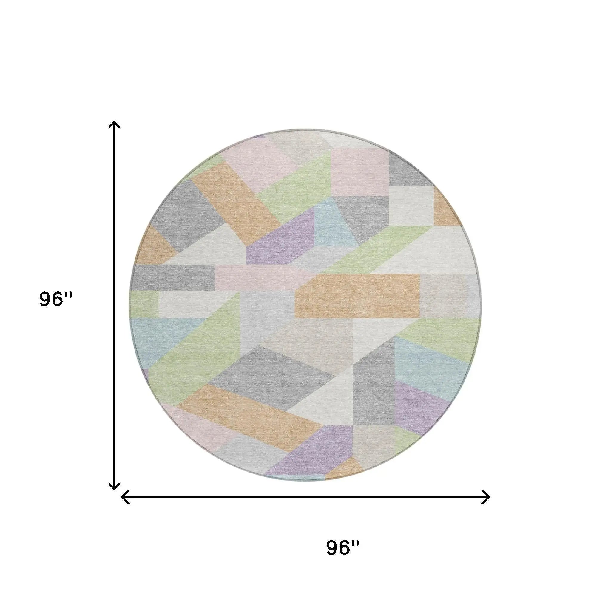 8' Mint Green And Green Round Geometric Washable Indoor Outdoor Area Rug Homeroots Outdoor