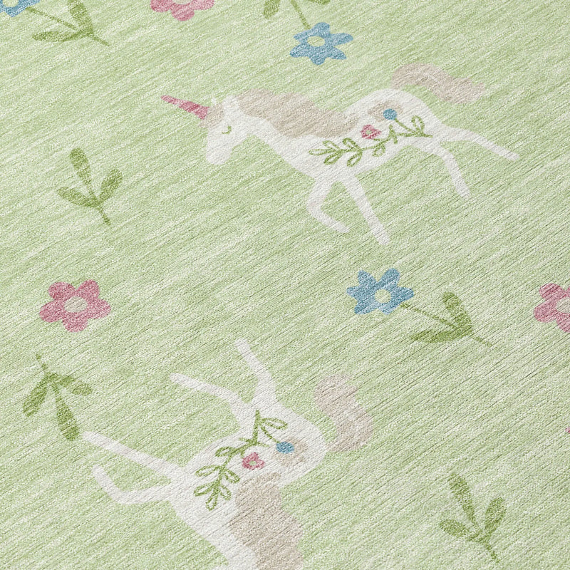 8' Mint Green And Ivory Round Floral Washable Indoor Outdoor Area Rug Homeroots Outdoor