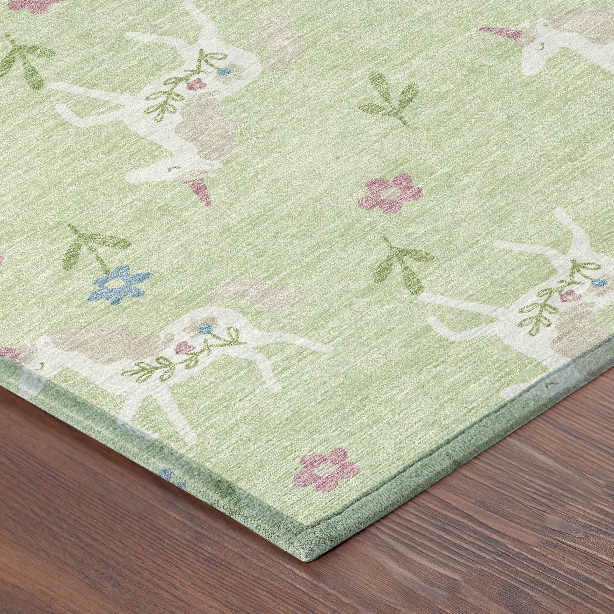 8' Mint Green And Ivory Round Floral Washable Indoor Outdoor Area Rug Homeroots Outdoor