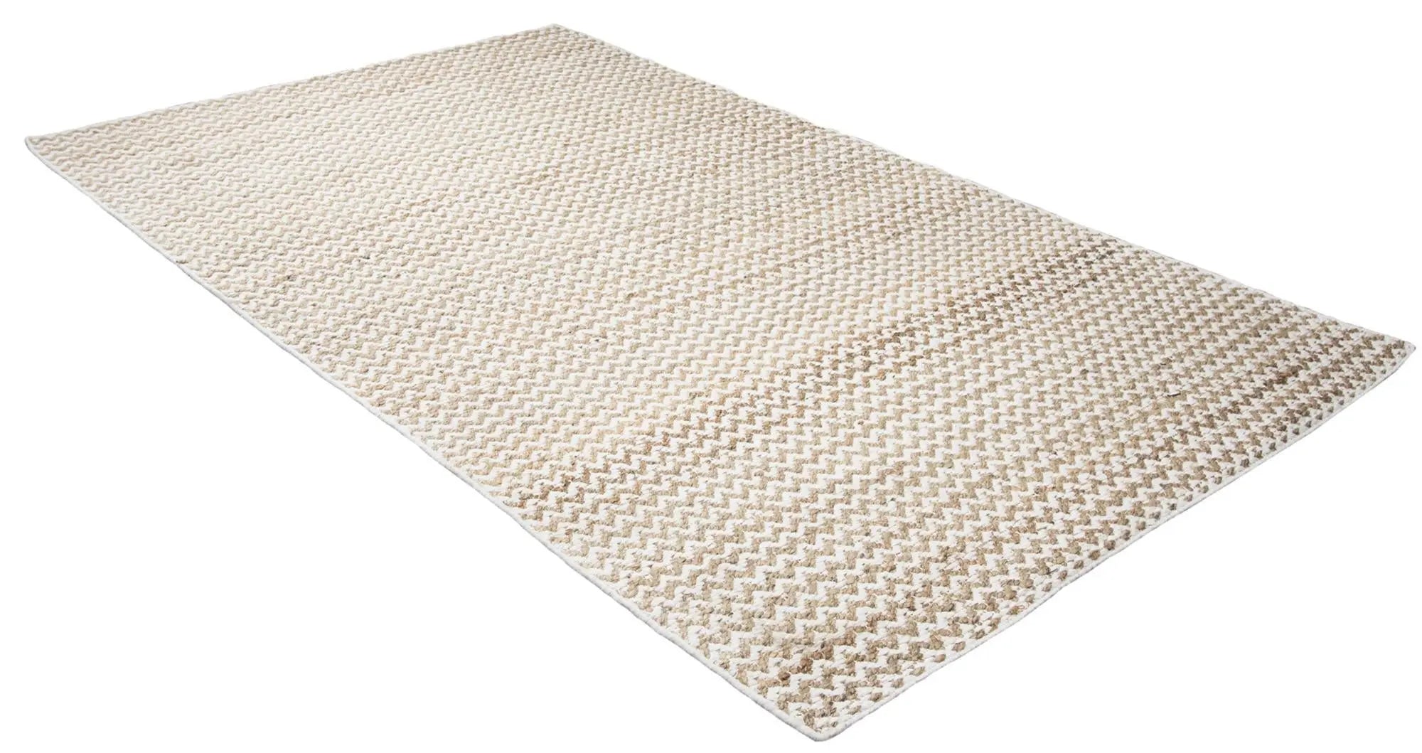 8' Natural And Beige Wool Chevron Hand Woven Area Rug Homeroots Home Decor