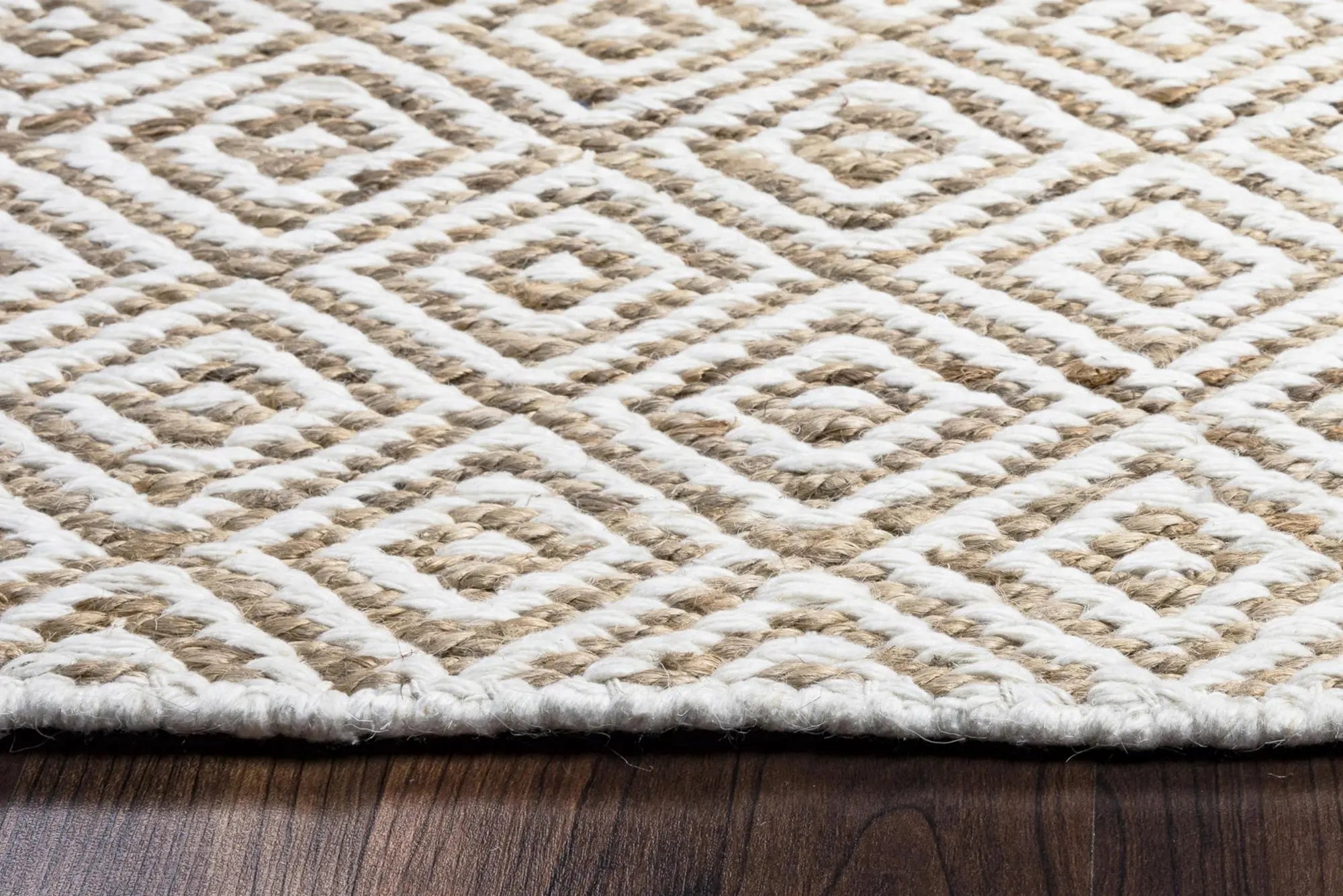 8' Natural And Beige Wool Geometric Hand Woven Area Rug Homeroots Home Decor
