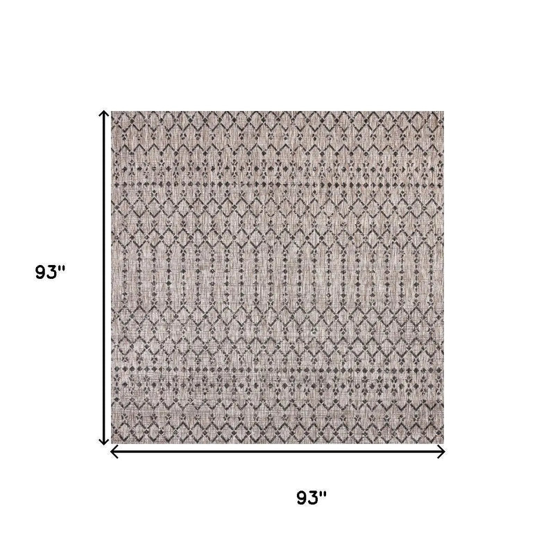 8' Natural And Black Square Trellis Indoor Outdoor Area Rug Homeroots Outdoor